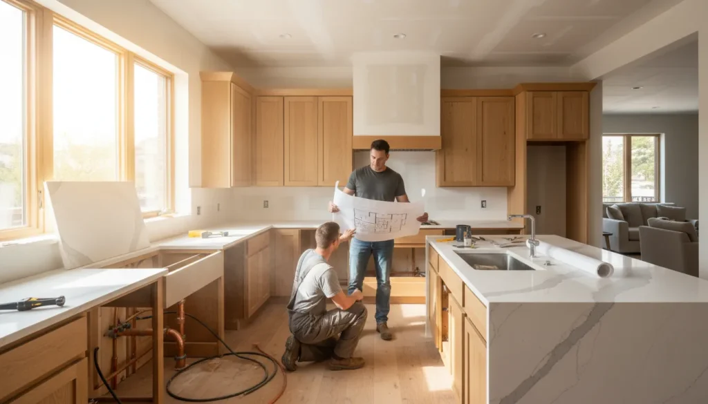 In-house plumbing remodeling contractor coordinating a Denver kitchen renovation