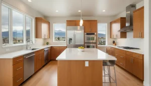 Modern open-concept kitchen with island layout in a Denver home remodel