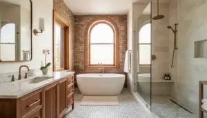 Luxury contemporary bathroom adapted to an older Denver home